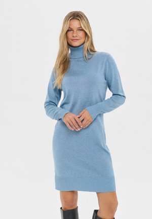 U6801, MilaSZ Rollneck Dress - Pārliekama kleita - blue shadow melange