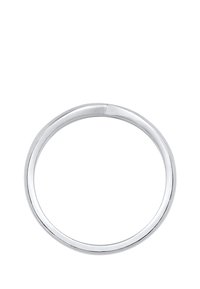Ring aus Sterlingsilber, glatte Oberfläche, kreisförmige Form, polierte Oberfläche, minimalistisches Design, kleiner Spalt im Band für Details.