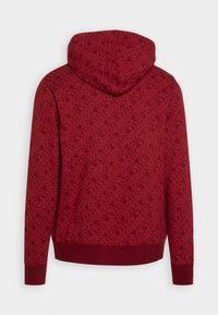 Sudadera roja con un patrón texturizado, que cuenta con capucha y puños acanalados. Diseñada con un dobladillo inferior rojo sólido. Material de mezcla de algodón.