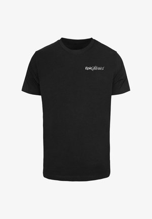 Must huvitav must puuvillase t-särk, millel on ümmargune kaelus ja lühikesed varrukad. Esiküljel, vasakul rinnal, on valge käekiri tekst "Epikud lood".