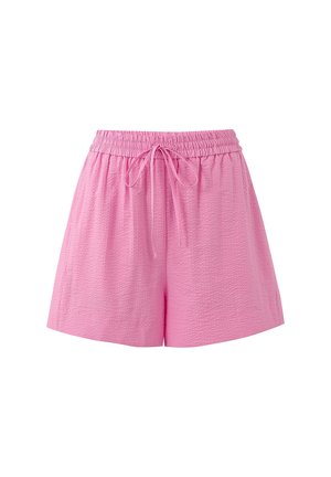 Rosa, strukturierte Stoffshorts mit elastischem Bund und Kordelzug. Verfügt über eine lockere Passform mit Seitennähten.