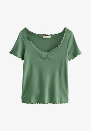 Next SHORT SLEEVE LETTUCE EDGE - REGULAR FIT - Nyomott mintás póló - green