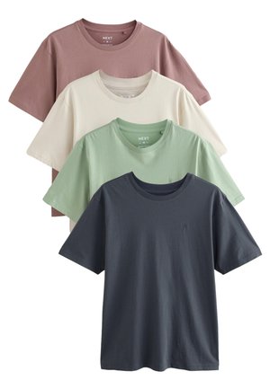 Next, 4 PACK REGULAR FIT - T-Shirt basic - grey pink ecru green