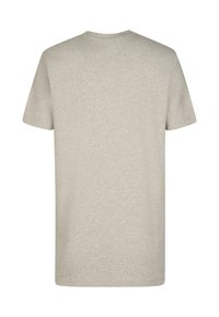 Lys grå bomulds-t-shirt med korte ærmer, rund hals og et enkelt design. Ingen synlige mønstre eller hardware-detaljer.