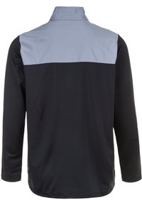 Sort langærmet skjorte med grå overdel. Glat stof, højkrave, regular fit og ingen synlige logoer eller udsmykninger.