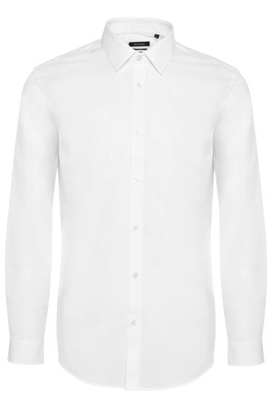 Valge pika varrukaga särk, mis on valmistatud kudumiskangast, millel on nööpidest krae, nööpidega esikang, ning mansetid. Minimalistlik disain.