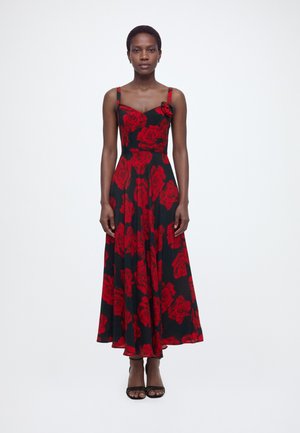 BRITNEY DRESS ROSES - Maxi ruha - black/red