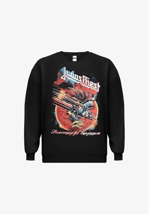 Černá mikina se silným potiskem robota, který se prodírá červeným kruhem, s nápisy "Judas Priest" a "Screaming for Vengeance" tučným písmem.