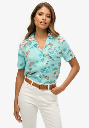 VINTAGE BEACH RESORT - Blusa - aloha hawaiian aqua