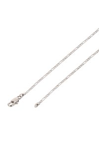 Zilveren ketting met een gevlochten ontwerp, voorzien van een karabijnhaaksluiting en een gladde, reflecterende textuur. De lengte lijkt verstelbaar te zijn.