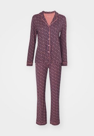 LASCANA VIVANCE DREAMS BY LASCANA VD COSY CLASSIC SET - Nattplagg set - dunkelblau/bordeaux
