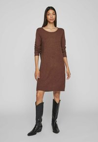 VILA VIRIL DRESS - Strikkjoler - shaved chocolate