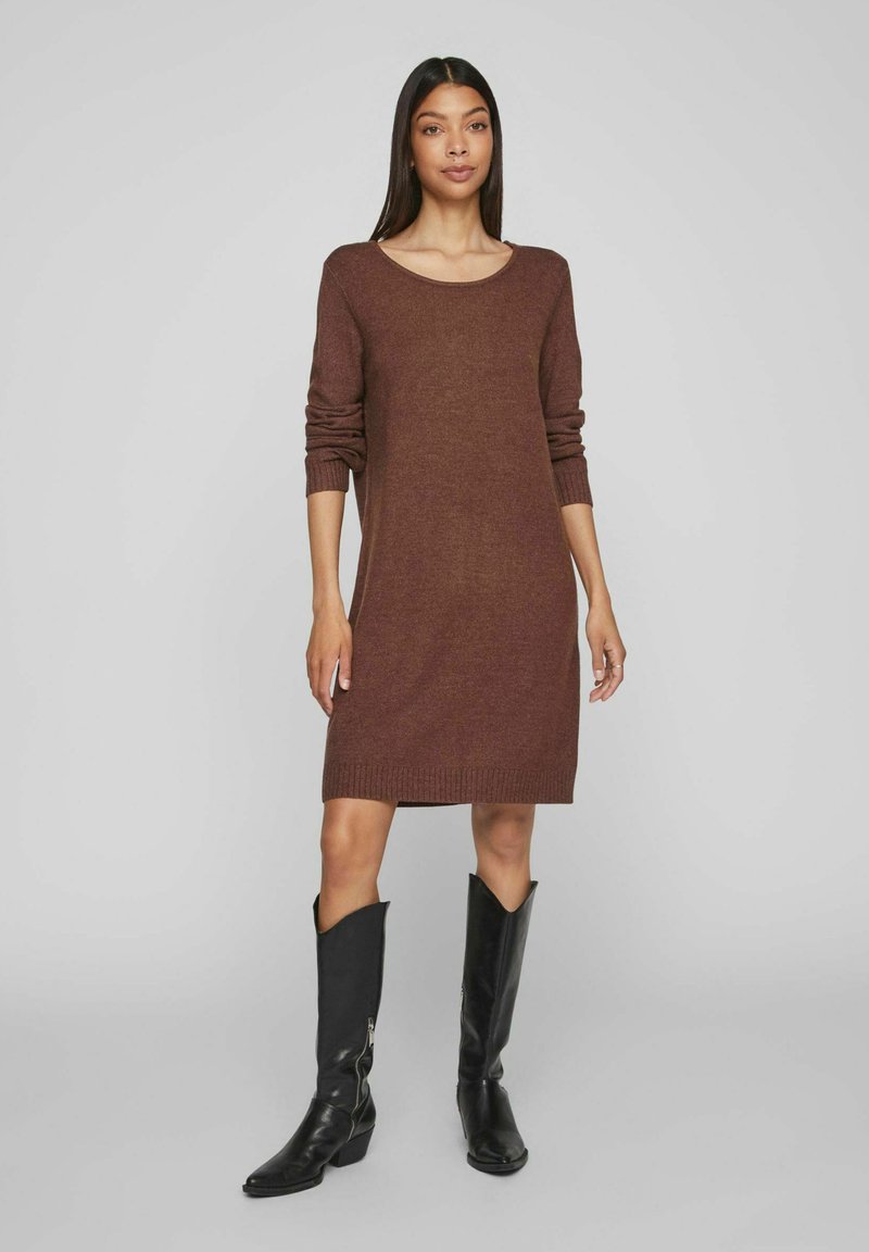 VILA VIRIL DRESS - Strikkjoler - shaved chocolate