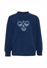 Granatowy sweatshirt z tonalnym graficznym wzorem pszczoły na przodzie. Wykonany z miękkiego materiału z prążkowanymi mankietami i dekoltem.