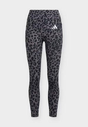 adidas Performance, OPTIMÉ ESSENTIALS 3 STRIPES LEOPARD 7/8 - Κολάν - earth strata/brown/black