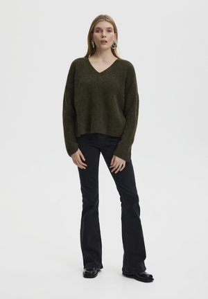 ALPHA V NOOS - Jumper - dark olive mélange