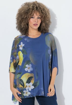 Ulla Popken, PRINTED LAYERED MESH BLOUSE - Blouse - atlantic blue
