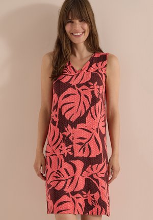 Cecil, KNIELANGES JERSEYKLEID MIT V-NECKUND PRINT - Robe en jersey - coral