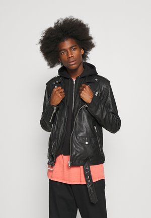 ROCK HOOD - Leather jacket - black