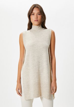 TURTLE NECK SLIT DETAIL  - Chaleco - beige