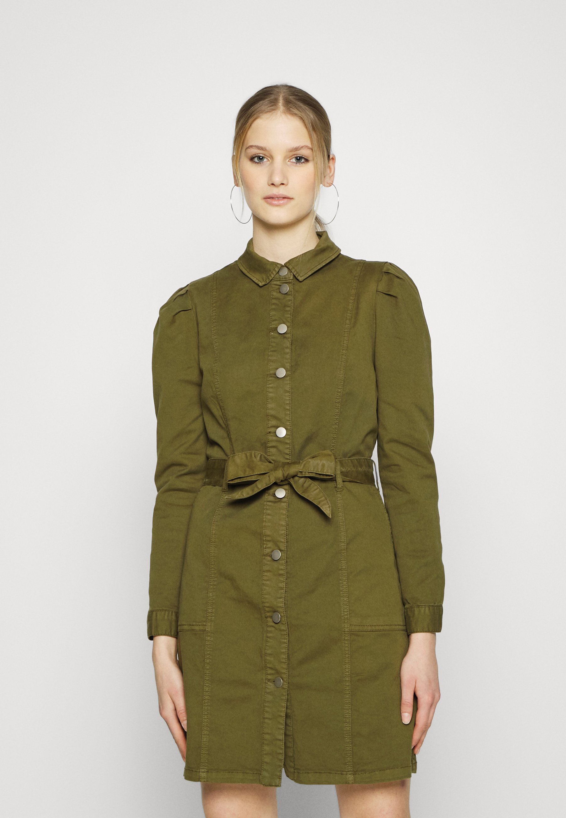 olive green denim dress
