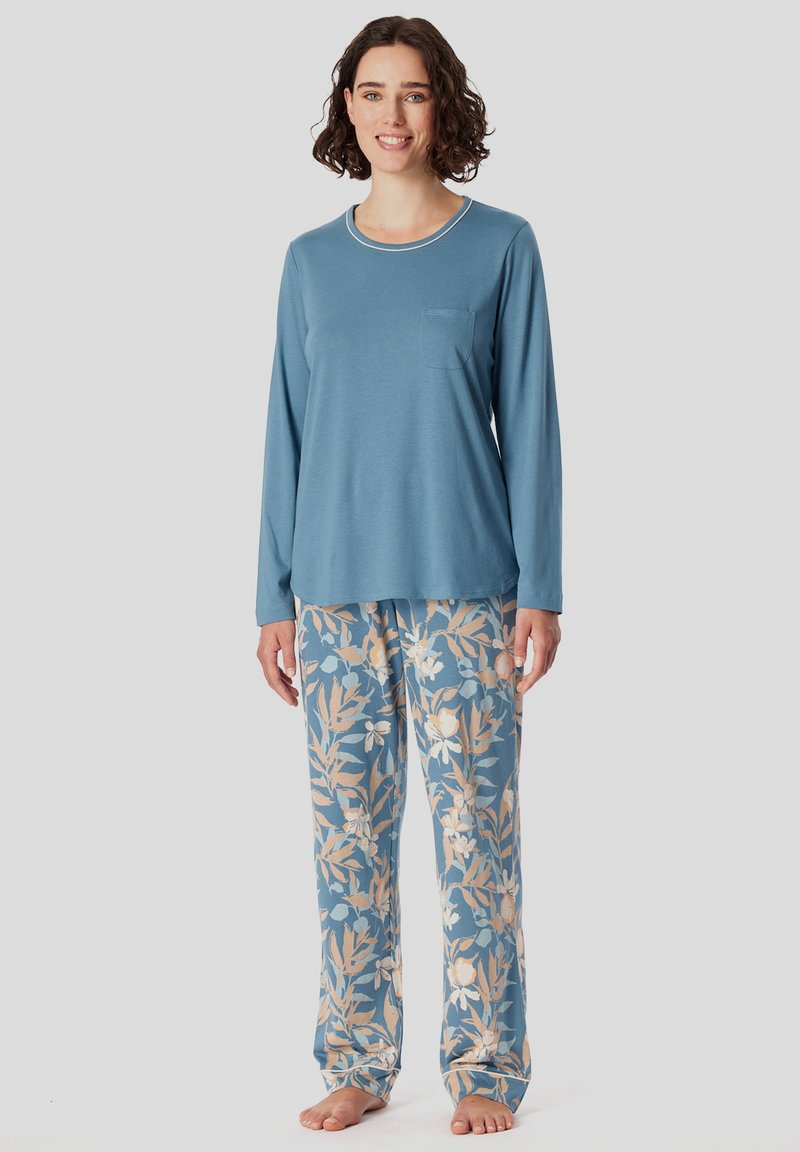 Schiesser LANG COMFORT - Conjunto de pijama - blaugrau pfirsich