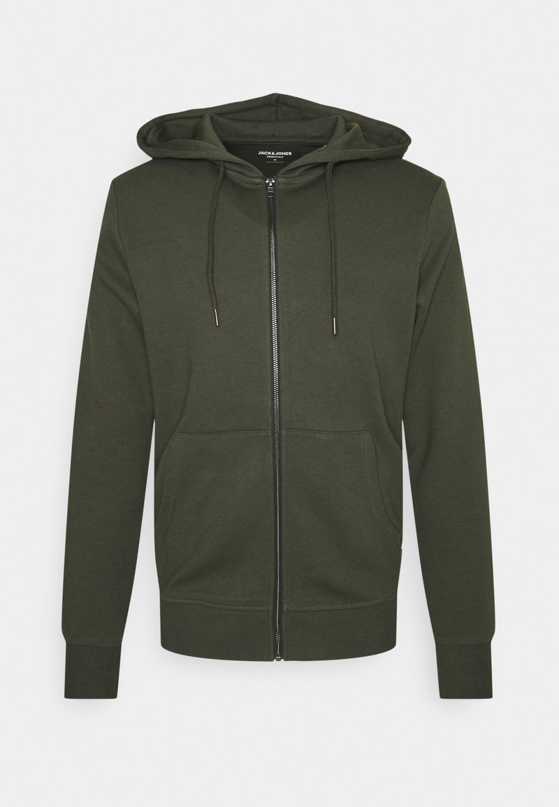 Jack & Jones JJEBASIC HOOD - Camisola com fecho - forest night