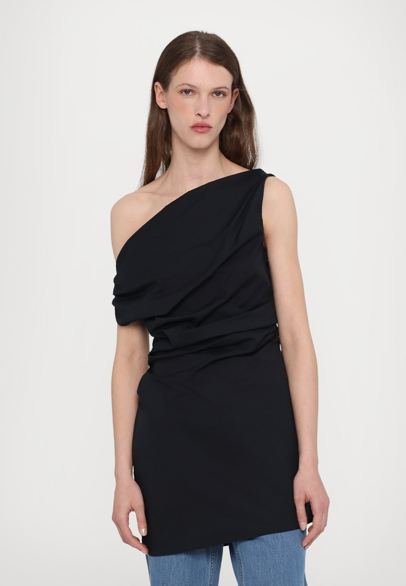 knee length dresses for ladies STAUD MINI PHARE SILK DRESS BLACK main image 1