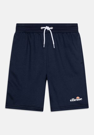 Mornarsko modri bombažni šorts z elastičnim pasom in belim vezalko, z izvezenim logotipom na spodnji levici. Gladka tekstura.
