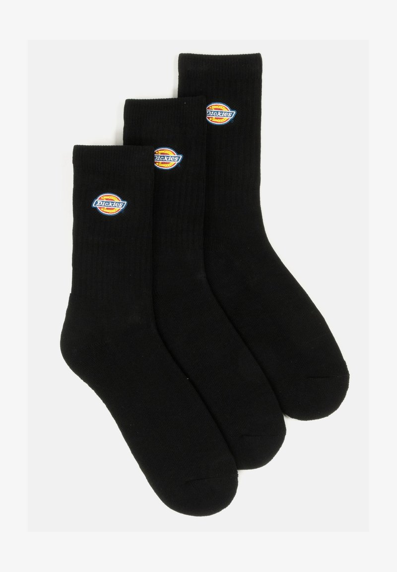 Set de trei șosete din bumbac negre, cu textură ribbed și un mic logo colorat Dickies pe partea superioară.