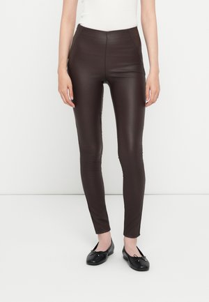 OBJBELLE COATED - Legging (type pantalon) - seal brown