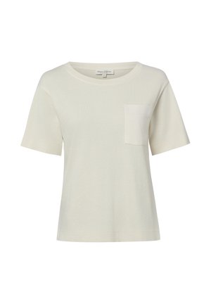Wit T-shirt met korte mouwen en ronde hals, met een borstzakje aan de linkerkant en een klein merklabel aan de binnenkant van de hals.