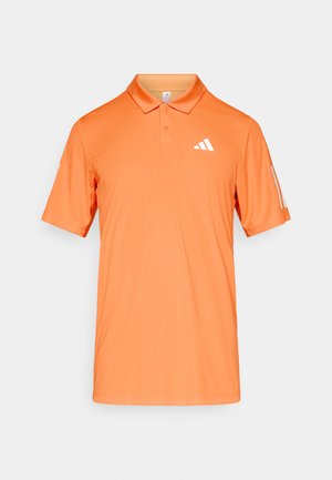 Orange polo shirt with a collar, short sleeves, and a white logo on the left chest. Smooth, lightweight fabric with a classic fit.