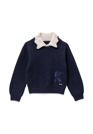 COL LETTRE SEQUINS - Poloshirt - bleu marine
