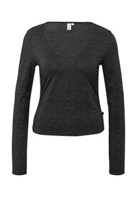 QS GLITZER-MIT RAFFUNGEN - Longsleeve - schwarz