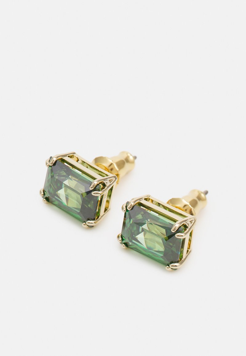 Orecchini a monachella in argento con pavé di zirconi e zircone verde ovale