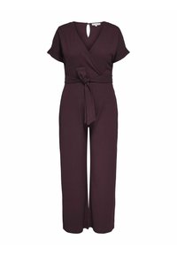 Bordový overal s krátkymi rukávmi, s prekrývací konštrukciou, viazačka v páse a malý otvor v zadnej časti. Mäkká, textúrovaná tkanina.