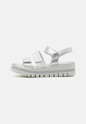 Sandalen met plateauzool - weiß/silber