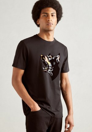 REGULAR FIT FLOCK PRINT - Majica kratkih rukava s printom - black