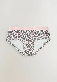 Culotte animalier con un morbido elastico rosa in vita con il logo "NEXT", realizzate in tessuto leggero e dalla texture liscia.