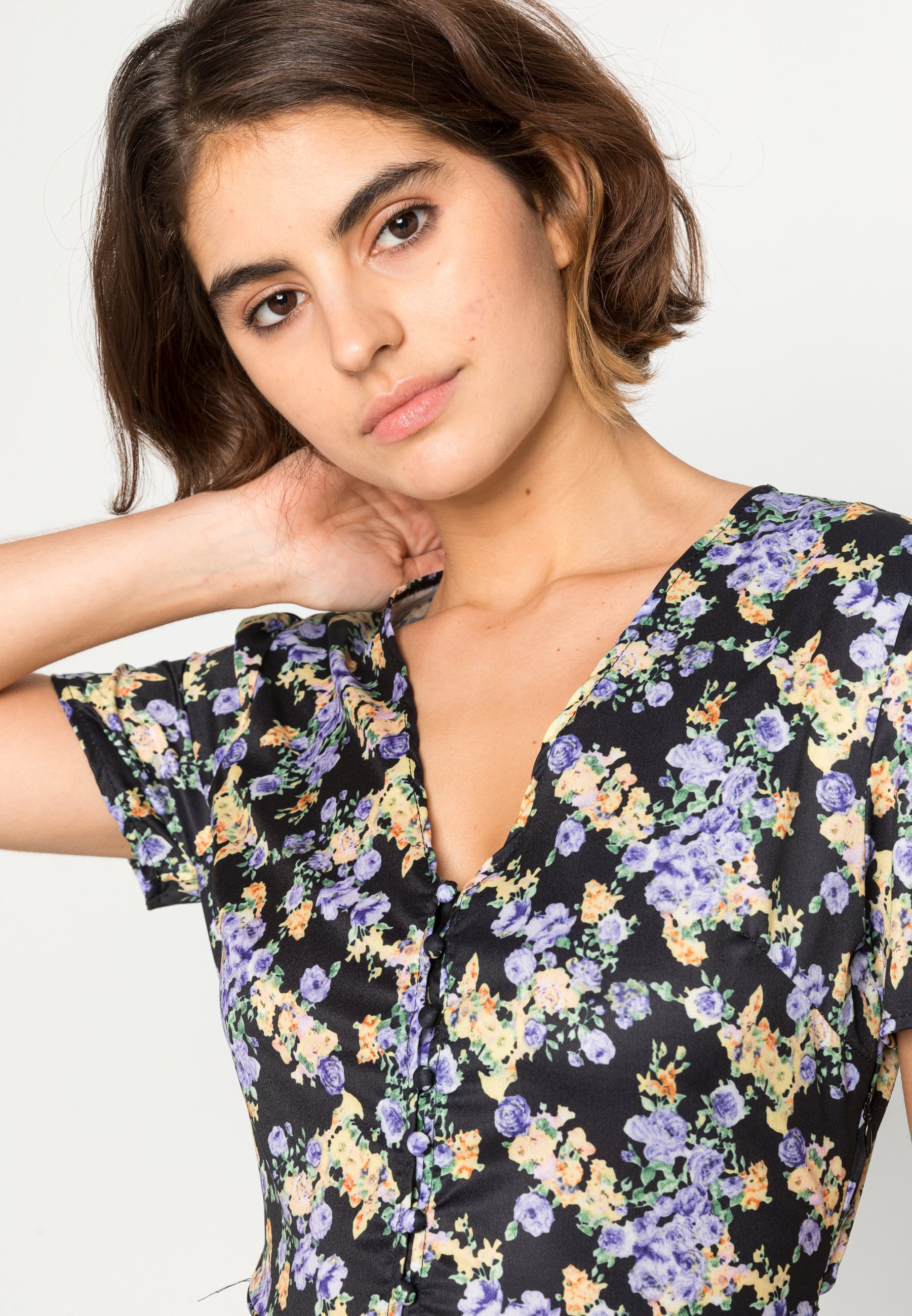 Missguided HALF BUTTON MIDI TEA DRESS 