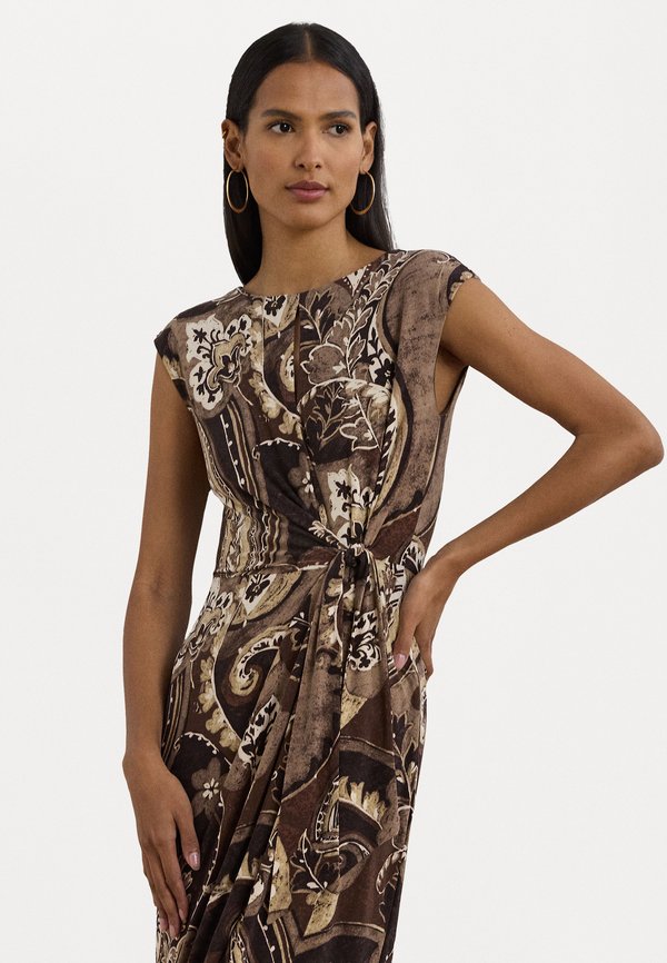 REIDLY PAISLEY STRETCH JERSEY TIE FRONT DRESS - Shift dress