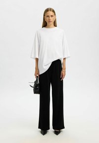 Selected Femme HIGH WAIST  GLITZER - Broek - black
