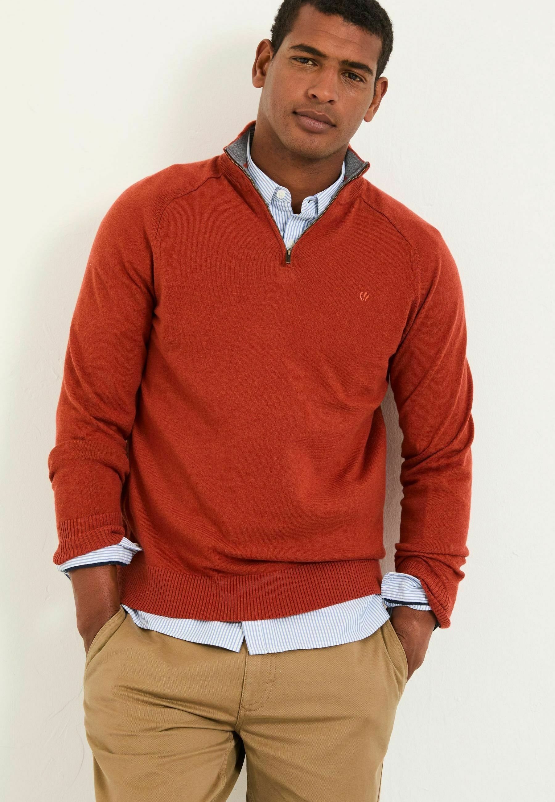 FatFace REGULAR FIT HALF NECK Strickpullover terracotta/rot