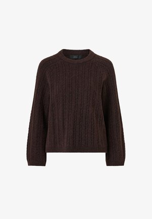 Ellos Collection, PULLOVER MIT ZOPFSTRICK. - Striktrøje - brown
