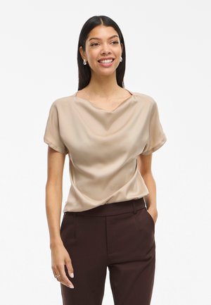 VILA, Short Sleeved VIELLETTE Boatneck - T-shirts print - cement