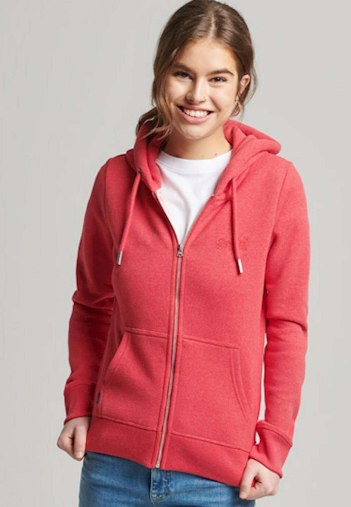 Superdry VINTAGE LOGO EMB - Zip-up sweatshirt - papaya marl/red -  Zalando.co.uk