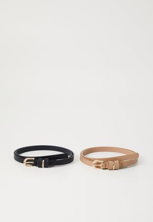 2 PACK - Belt - black/beige