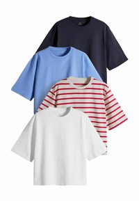 REGULAR FIT 4 PACK - Basic T-shirt - navy blue white blue red stripe