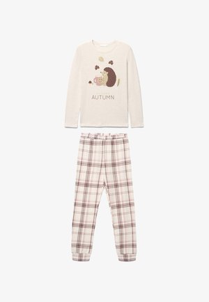 Terranova, PIGIAMA CON STAMPA ANIMALETTI E PANTALONI A QUADRI SET - Pigiama - avorio melange